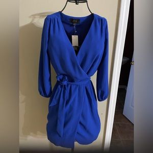 J.Crew.   Stunning New wrap waist cobalt blue dress . knee  length